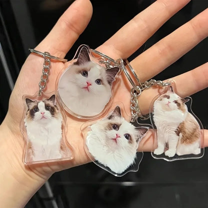 Custom Photo & Text Acrylic Keychain, Personalized Irregular Cutout Portrait Key Ring, Customized Couple Memorial Bag Charm Gift