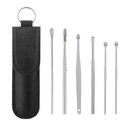 6Pcs Portable Stainless Steel Ear Spoon Cleaner Set Reusable Tools for Effective Earwax Removal