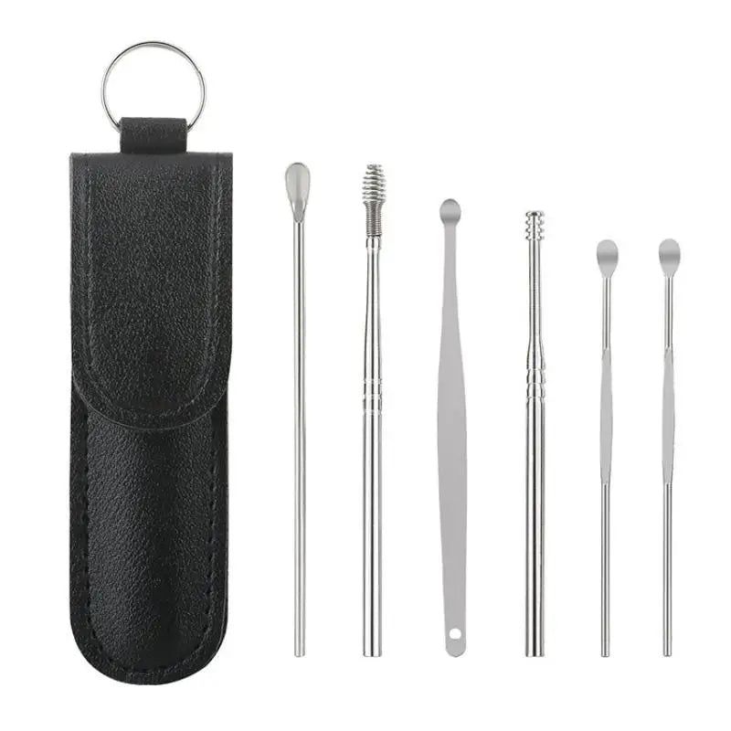 6Pcs Portable Stainless Steel Ear Spoon Cleaner Set Reusable Tools for Effective Earwax Removal
