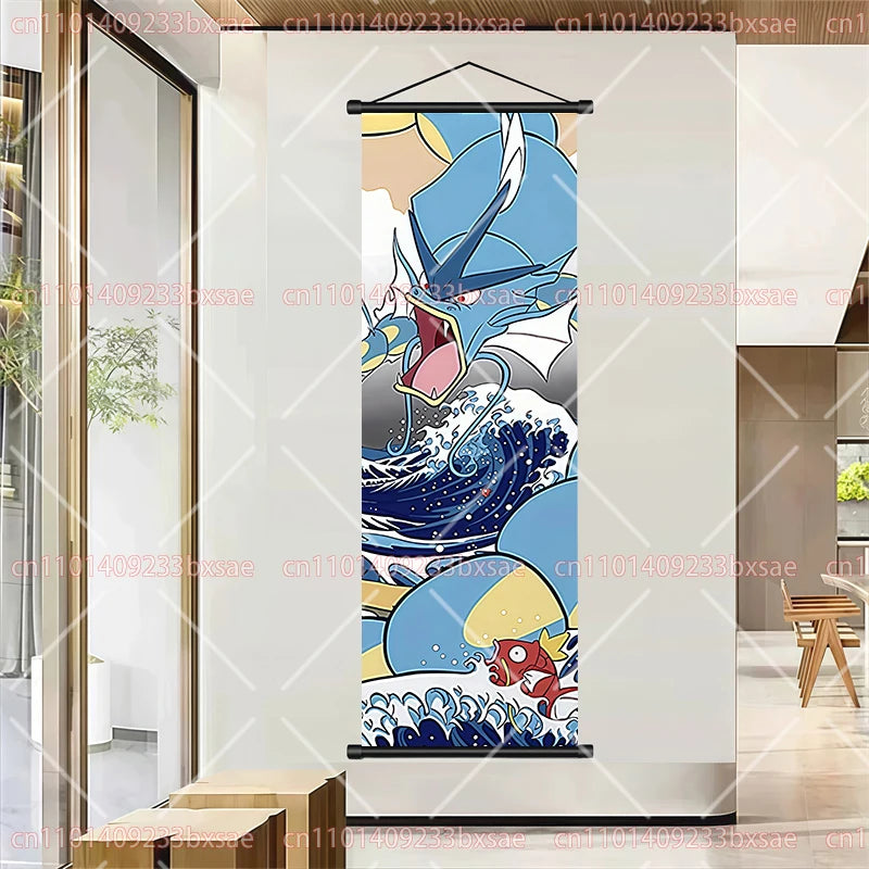 Pokémon Retro HD Scroll Painting Poster Squirtle Eevee Charmander Bulbasaur Gyarados Charizard Fan Collection Children's Gift