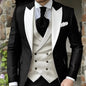 Pink Men's Elegant Peak Lapel Tuxedo 3-Piece Suit with Blazer Vest And Pants Set for Formal Business Prom Grooming