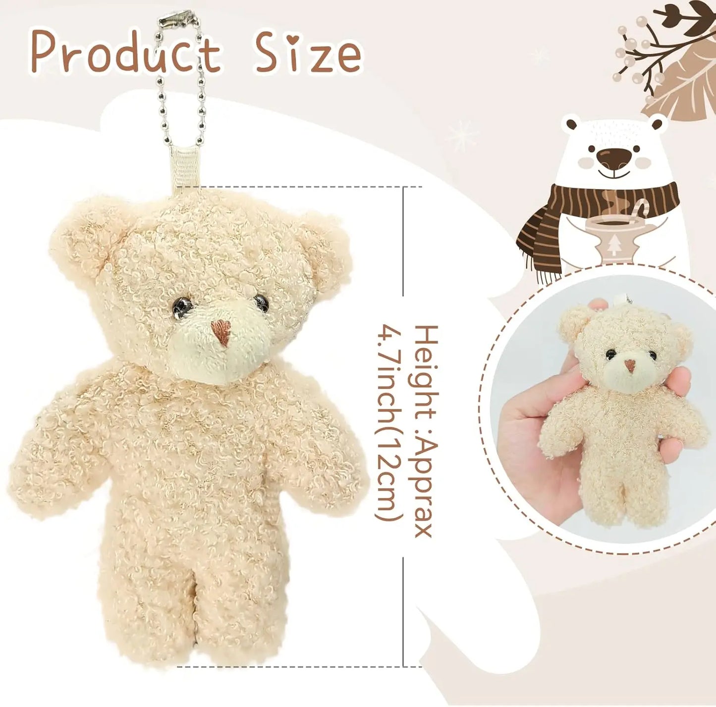 12-500Pcs Mini Teddy Bears Tiny Soft Stuffed Teddy Bear Small Plush Bears Bulk for Birthday Party Decor Favors Bag Keychain