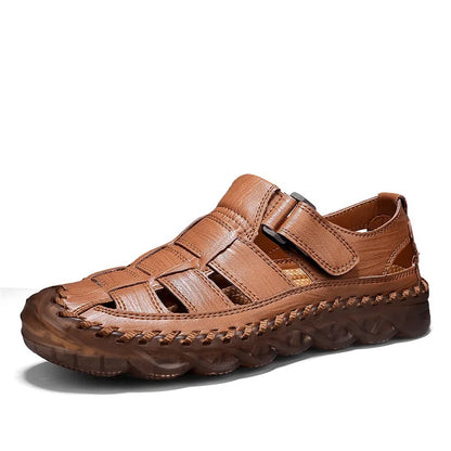Large Size Summer New Men's Beach Sandals Outdoor Casual Leather Bag Head Wear-resistant Breathable Men's Shoes