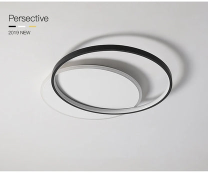 Modern Minimalist Led Ceiling Lamp For Bedroom Black White Design Ring Chandelier Living Room Study Loft Smart Light Fixtures