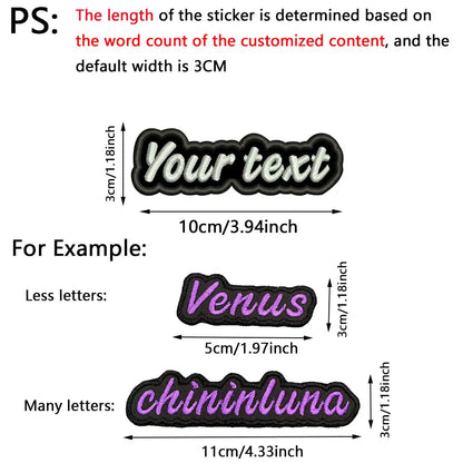 Custom Colorful Irregular Shape Embroidered Name Patch, Personalized Text Badge with Iron-On backing and Hook&Loop Backing