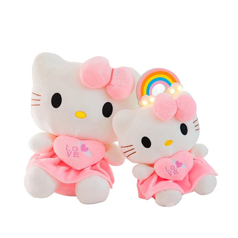 Sanrio Kitty Plush Toys Pillow 25cm Kawaii Anime KT Cat Plush Doll Soft Stuffed Cartoon Cute Pink Doll Birthday Gift For Girls