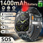 New Rugged Military Smart Watch Men 1400 mAh battery 2.01inch Bluetooth Call Health monitoring device LED flashlight Smart watch