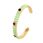 Fashionable Multicolor Gold Plated Gemstone Charm Bangle,Fine Colorful Enamel Open Adjustable Bracelet Jewelry Supply  Q35