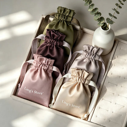 100Pcs Personalized Logo Jewelry Packaging Silk Satin Drawstring Bag Wedding Favors Candy Gift Pouch Ring Bracelet Cosmetic Sack