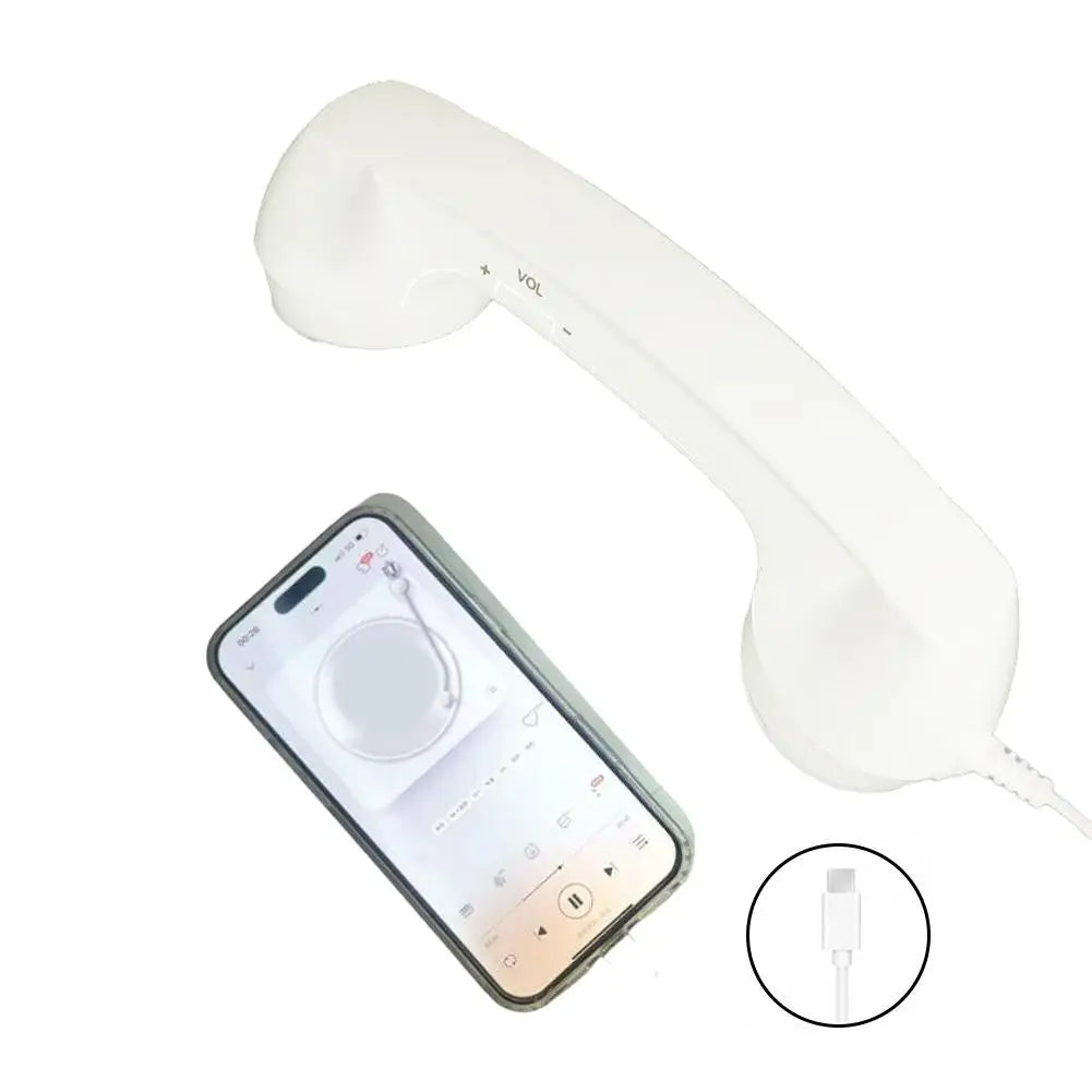Type C Universal Retro Telephone Handset Retro Telephone Receiver Handset Mini Microphone Speaker for Mobile Phones Computers