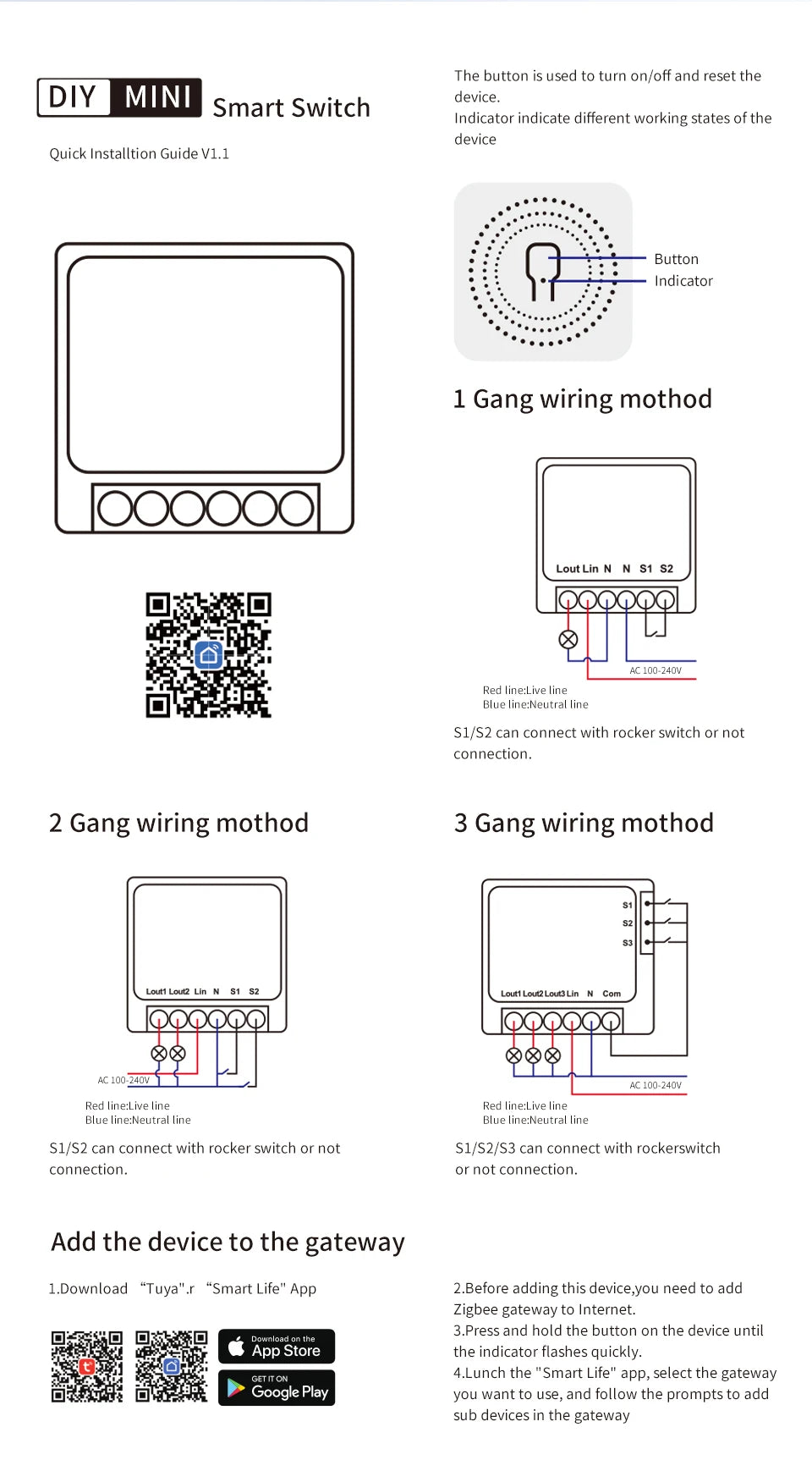 1/2/3 Channels 16A/10A/5A 100-240V Zigbee 3.0 Smart Wireless Switch Smart Home APP Voice Control Work with Alexa Google Home