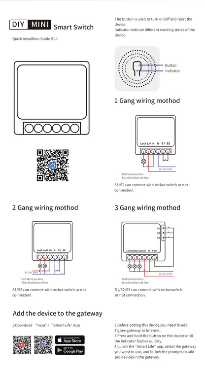 1/2/3 Channels 16A/10A/5A 100-240V Zigbee 3.0 Smart Wireless Switch Smart Home APP Voice Control Work with Alexa Google Home