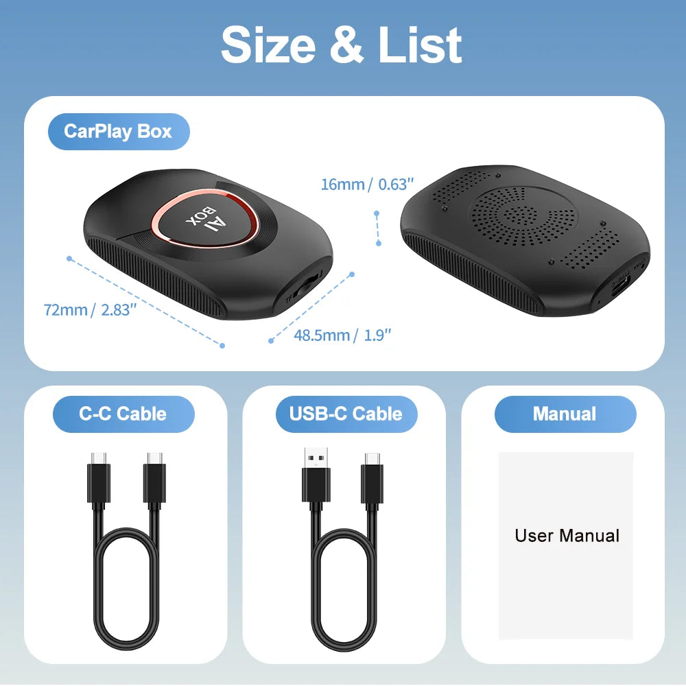 2026 Kowankit Android 15 3 in 1 Wireless CarPlay Smart AI Box Android Auto Adapter Plug Play Car TV Box Support YouTube Netflix