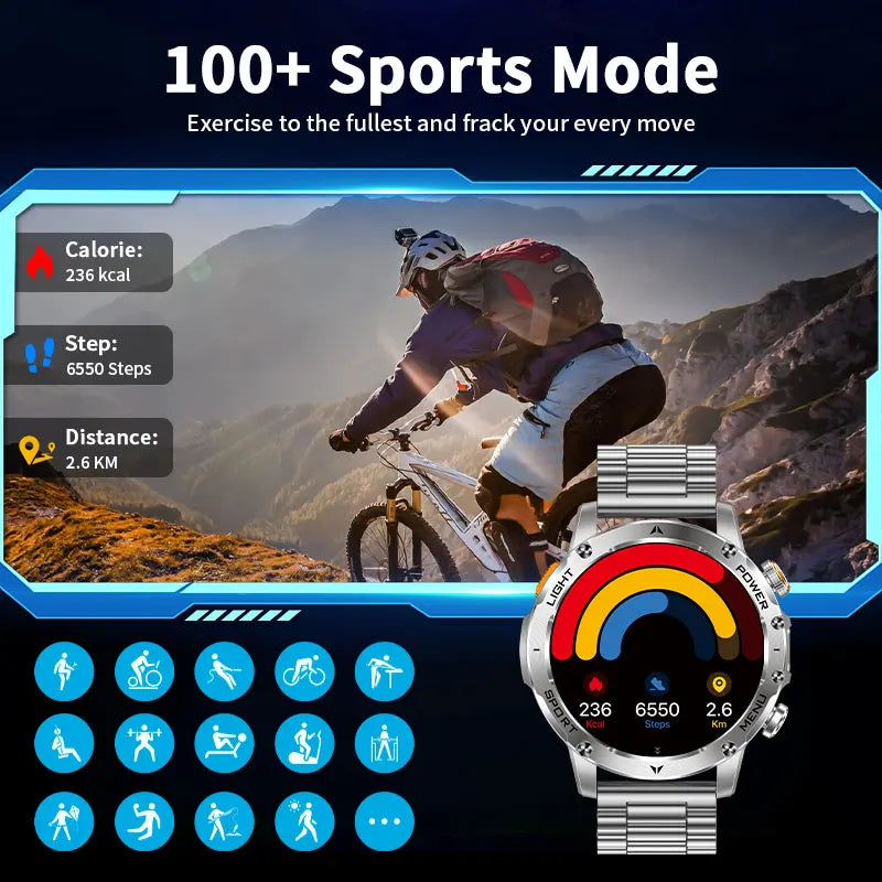 LIGE 2026 New Ultra Military Grade 1000mAh Battery Smart Watch For Men IP68 Waterproof Sports Fitness Bluetooth Call Smartwatch