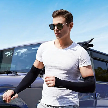 2 Pcs (1 Pair) Women's Ice Silky Fiber Fabric Arm Sleeves, Cooling Arm Covers for Running, Fishing, Cycling
