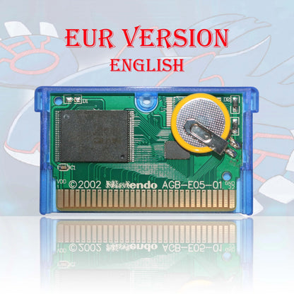 GBC/GBA EUR Version Pokemon Crystal/Yellow/Emerald/Fire Red/Leaf Green Game Cartridge Video Game Card High Quality with Battery