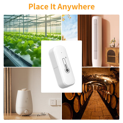 Tuya Temperature and Humidity Sensor, WiFi and Bluetooth Connectivity, Monitors Temperature Changes, Ideal for Smart Homes