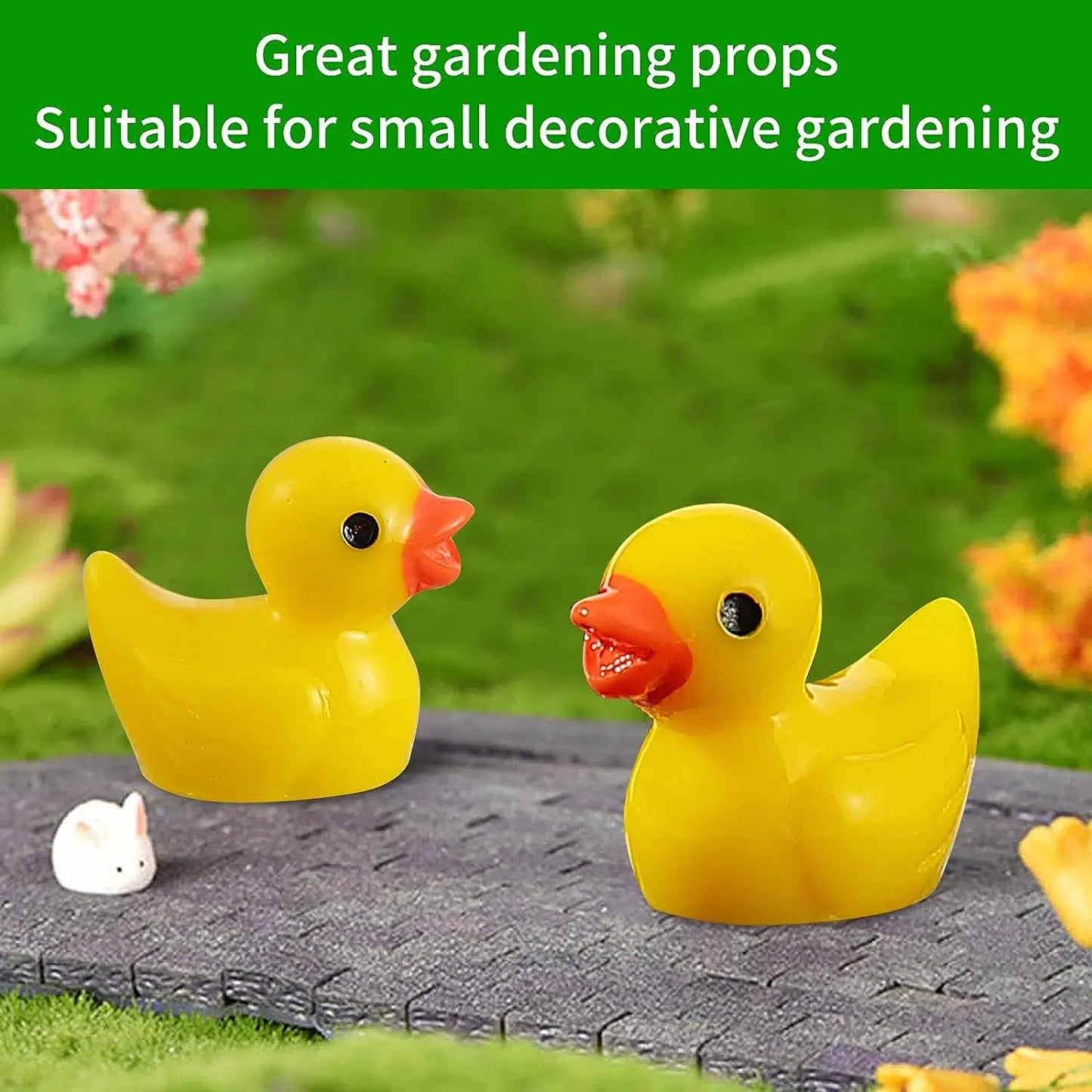 100/50Pcs Resin Mini Duck Miniature Figurines Ornaments Decor Yellow Animal Garden Crafts Tiny Duck Landscape Plants Fairy