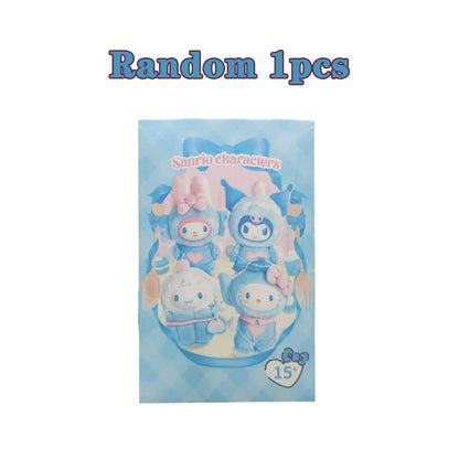 Sanrio Family Fox Island & Blue Flutter Series Vinyl Plush Blind Box Cute Cartoon Hello Kitty Kuromi Pendants Girl Bag Toy Gifts