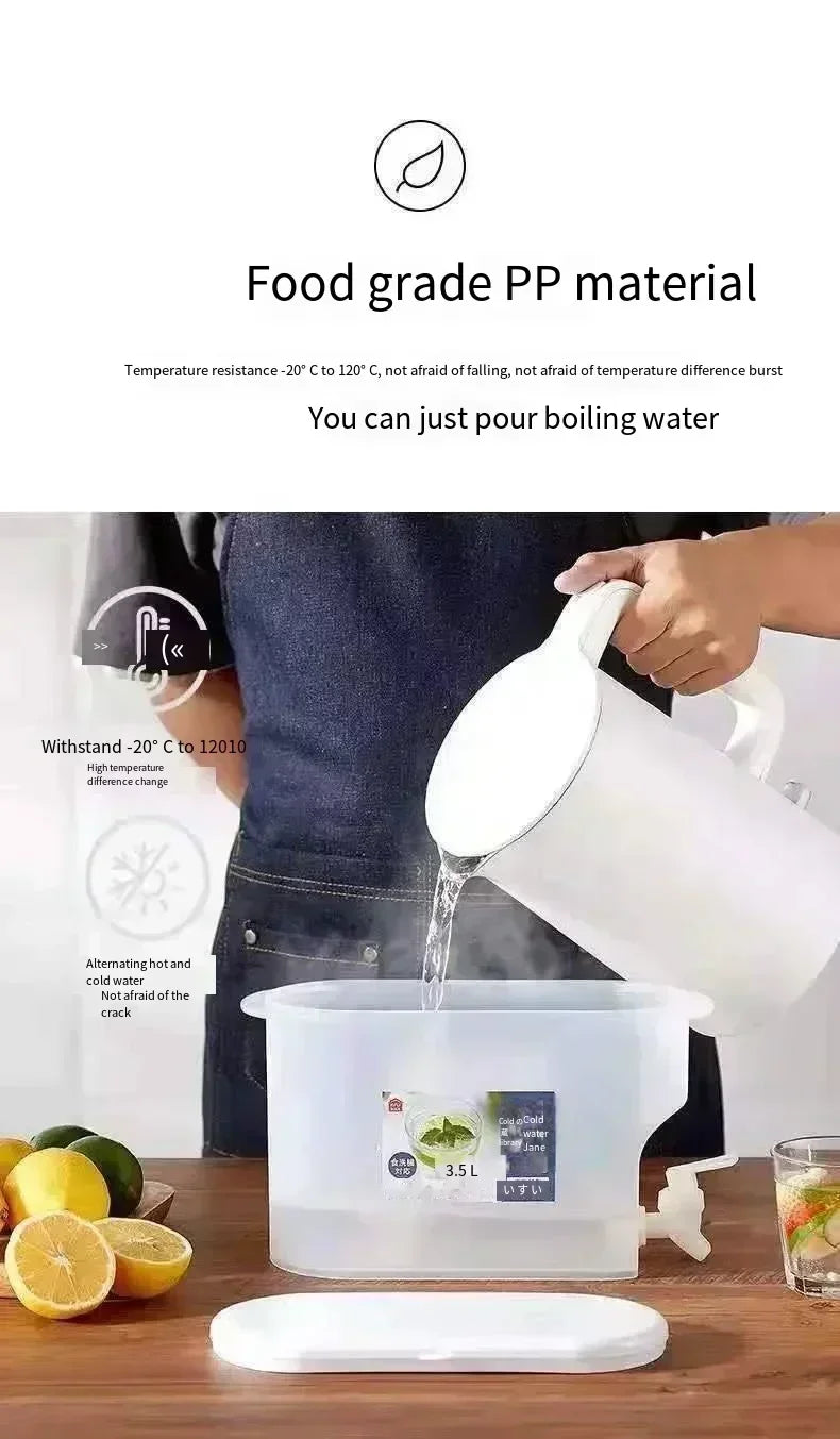 1/2pcs 3.5L Large Capacity Cold Water Jug Food Grade Cold Water Jug with Tap Ice Drink Dispenser Temperature Resistance