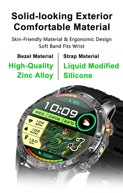 LIGE Nowy wojskowy do T-Rex 3 Ultra Smart Watch Bateria 1000 mAh Wodoodporny IP68 Kompas Latarka Sportowy monitor Smartwatch Mężczyźni