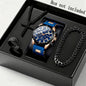 Four piece fashionable men's watch set, business casual men's bracelet, cross necklace, luxury watch