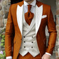 Pink Men's Elegant Peak Lapel Tuxedo 3-Piece Suit with Blazer Vest And Pants Set for Formal Business Prom Grooming
