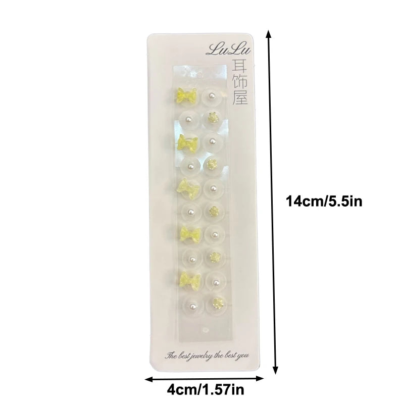 Fashion Exquisite Bowknot Colorful Flower Pearl Ear Point Stickers Ear Pressure Stick Acupuncture Auricular Ear Stickers Massage