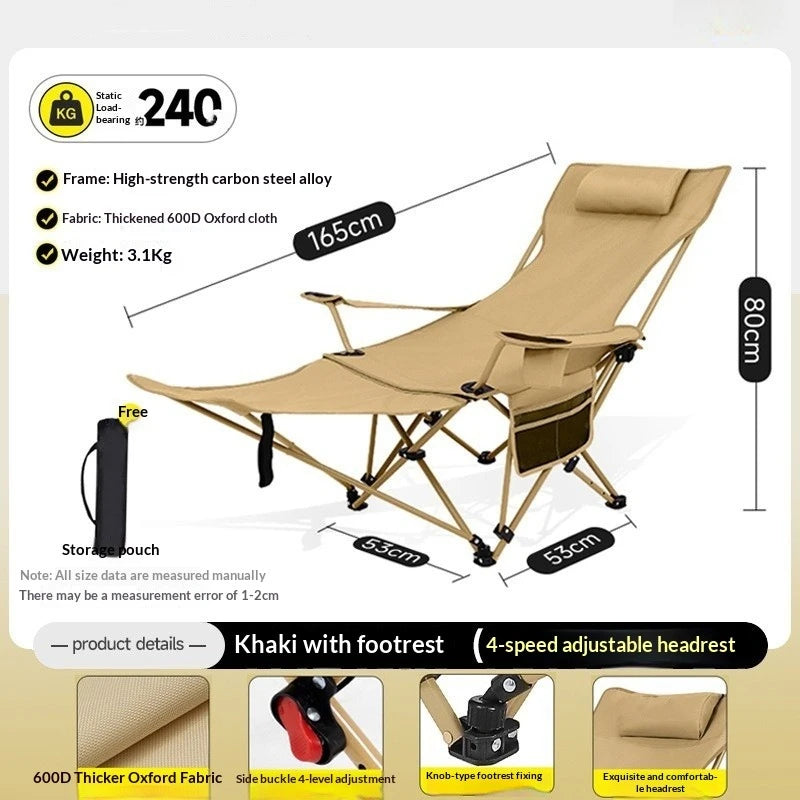 Portable Folding Beach Chair Lightweight Adjustable Reclining Sun Lounger Camping Picnic Travel Outdoor Portable Chair Chair