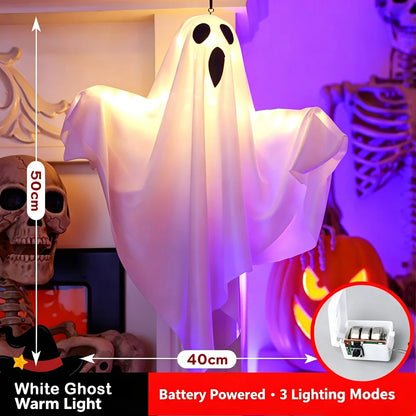 Halloween LED Light Up Hanging Ghost Decor Spooky Flying Ghost Indoor Outdoor Yard Porch Haunted House Party Decoration Gifts