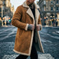New Arrival Men’s Winter Jacket Windproof Fleece-Lined Mid-Length Faux Suede Coat with Faux Fur Lining Men’s Winter Coat