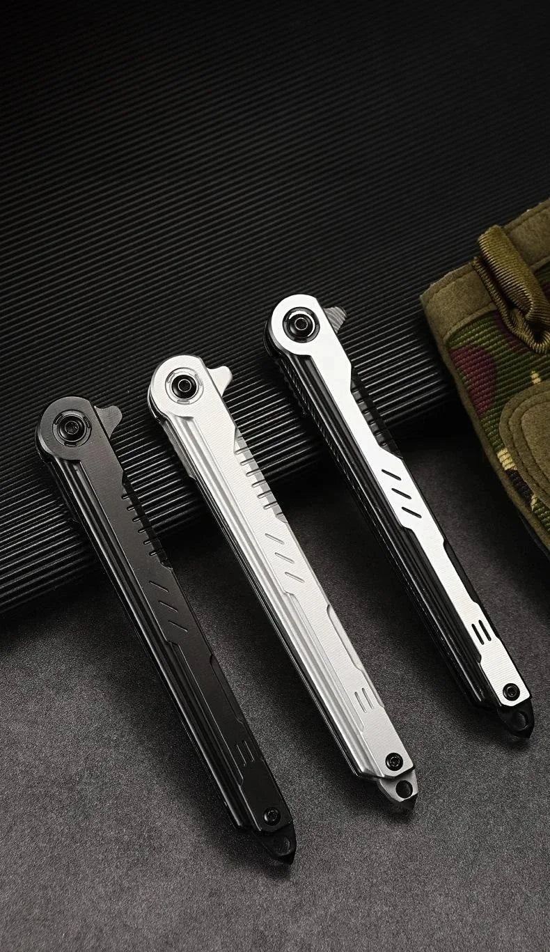 M390 Steel Feather Pattern Folding Knife Outdoor Camping Pocket Knife Portable Fruit Knife High Hardness Folding Knife