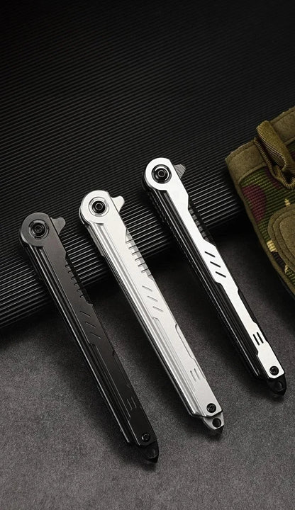 M390 Steel Feather Pattern Folding Knife Outdoor Camping Pocket Knife Portable Fruit Knife High Hardness Folding Knife