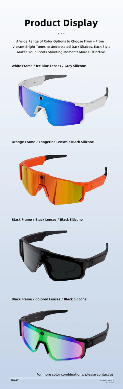 Smart POV Camera Glasses 8MP HD 4K60FPS POV Video Anti-Shake Open-Ear Audio Voice Assistant Running Cycling Sunglasses Men Women