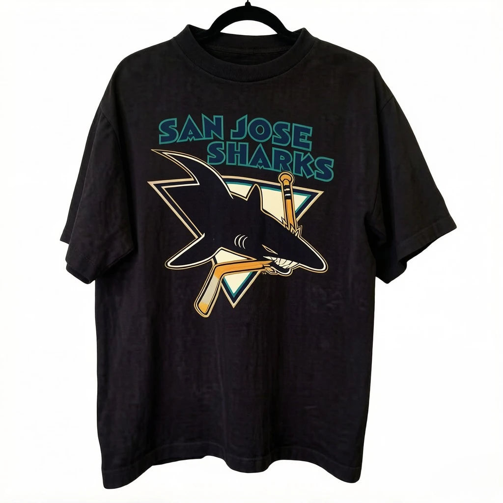 1991 San Jose Sharks T-shirt - Black Edition - Reprint Edition - Men's Women's Men's Clothing