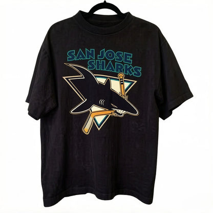 1991 San Jose Sharks T-shirt - Black Edition - Reprint Edition - Men's Women's Men's Clothing