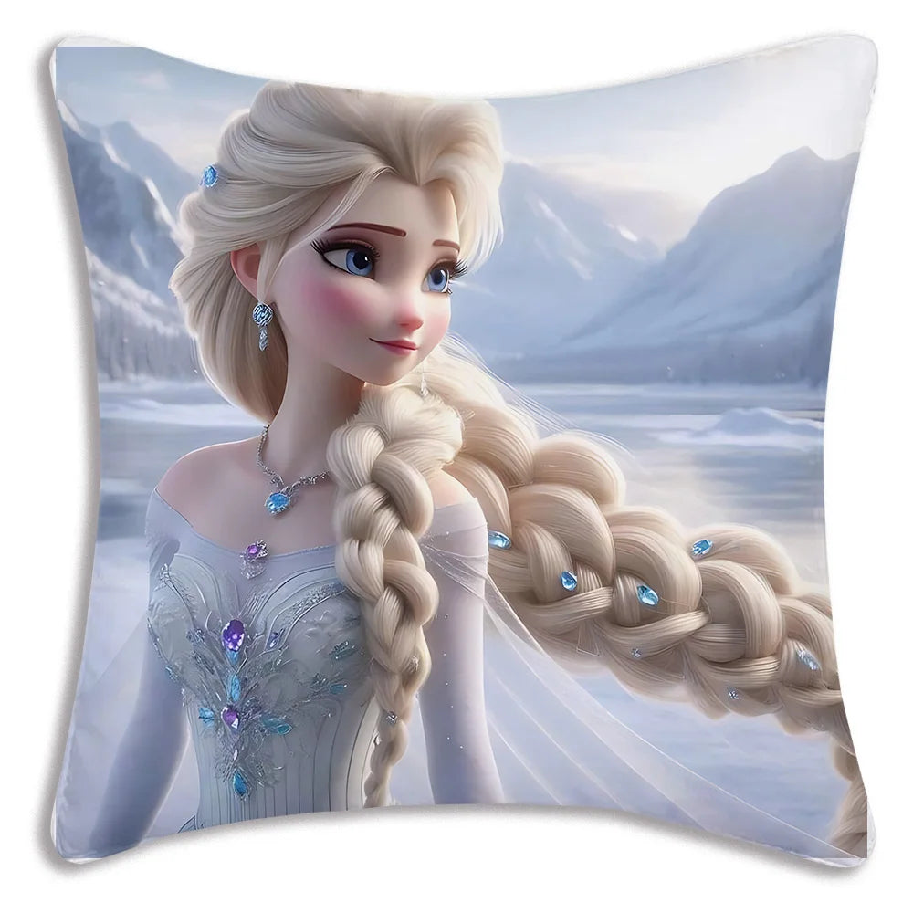 Cute Cartoon Frozens Elsas Pillow Covers Cartoon Sofa Decorative Home Double-sided Printing Short Plush Cute Cushion Cover