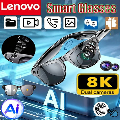Lenovo 8KHD 2400W Upgrade Smart AI Glasses Women Men Color Changing Photo Video Voice Call Translation Motorcycle Glasses
