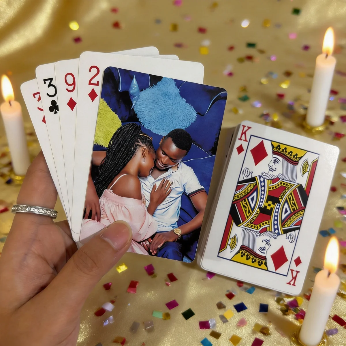 Personalized Custom Photo Couple Playing Cards Custom Picture Deck Romantic Anniversary Wedding Memory Keepsake Gift