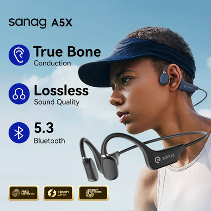 Słuchawki Sanag A5X True Bone Conduction Wireless Sport z otwartą konstrukcją, Bluetooth, dźwiękiem 3D stereo, wybór z wyprzedaży błyskawicznej