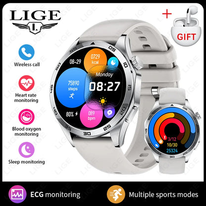 LIGE Micro Physical Examination ECG Smart Watch Men Bluetooth Call Heart Rate Blood Pressure Oxygen Health Smartwatch 2025 New