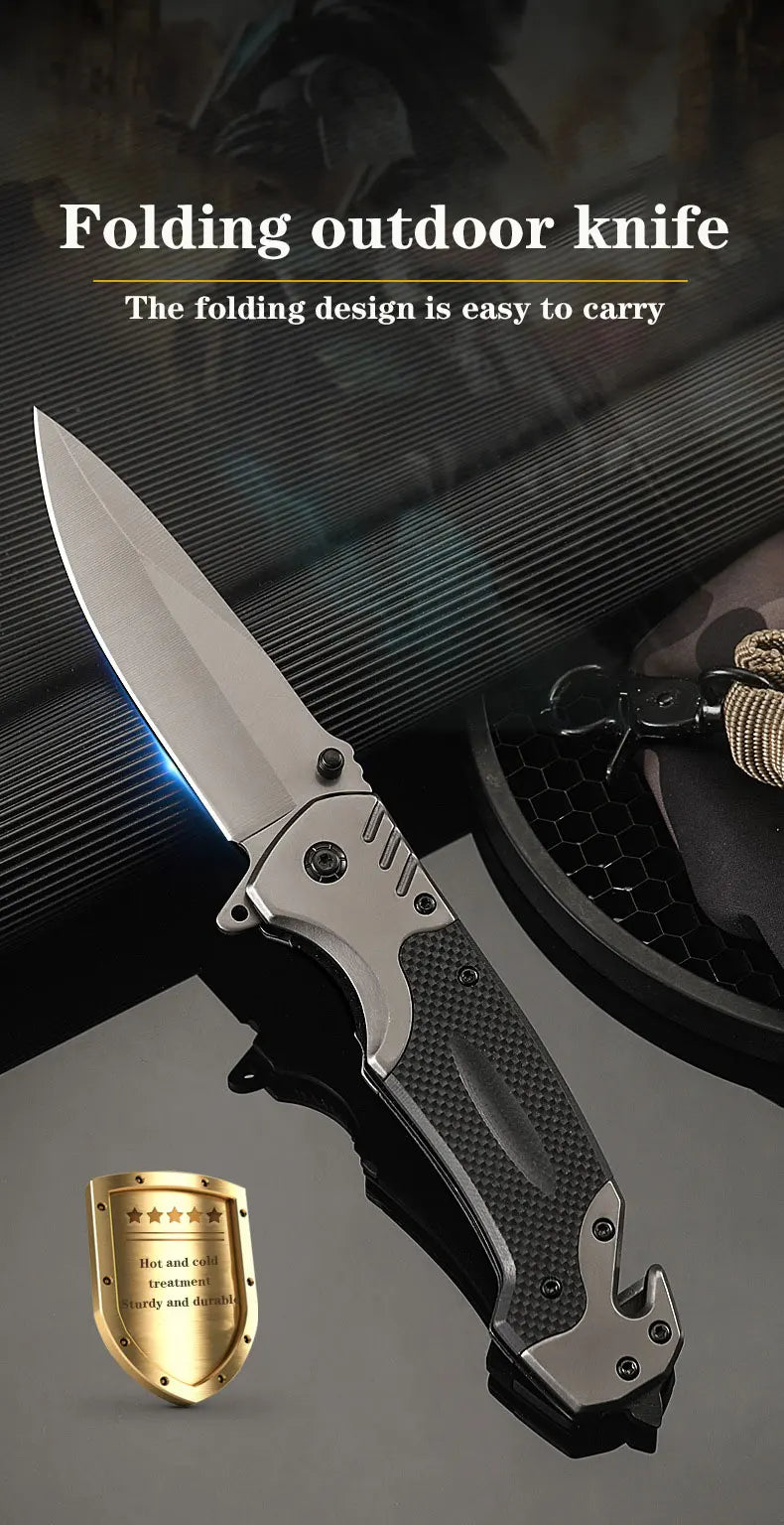 Compact folding knife with outdoor functions, stainless steel small knife, portable travel knife, fruit knife, for camping.