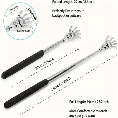 Stainless Steel Adjustable Massage and Tickle Relief Back Portable  Rubber Handle Extendable Telescoping Itch Stick Health Care
