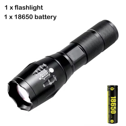 KDULIT T6 LED Flashlights Camping Torch 5 Light Modes Zoom Light Aluminum Alloys Waterproof Material External 18650 Battery