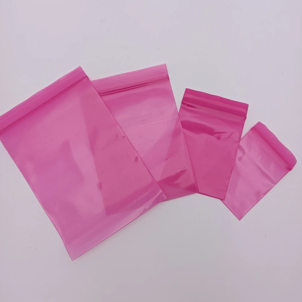 Rose Red Plastic bag Small Size 4x6cm 7x10cm Reclosable Poly Sealing bag PE Zipper Bag  Pink plastic packaging bag 100PCS/LOT