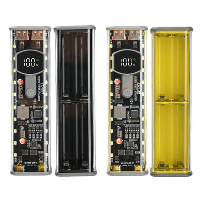 8×18650 battery case, DIY battery storage box with PD 45W super-fast charging, solder-free power bank casing, with outdoor light