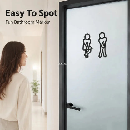 Modern Restroom Door Sign Men Women WC Hanging Plaque Contour Style for Guest Bathroom Home Hotel Wall Decor Daily Use Sign
