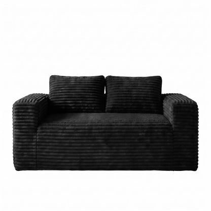 Boneless Deep Seat Loveseat No Assembly Needed Foam Base Sofa Soft Corduroy Fabric Apartment Bedroom Office Modern Living Room