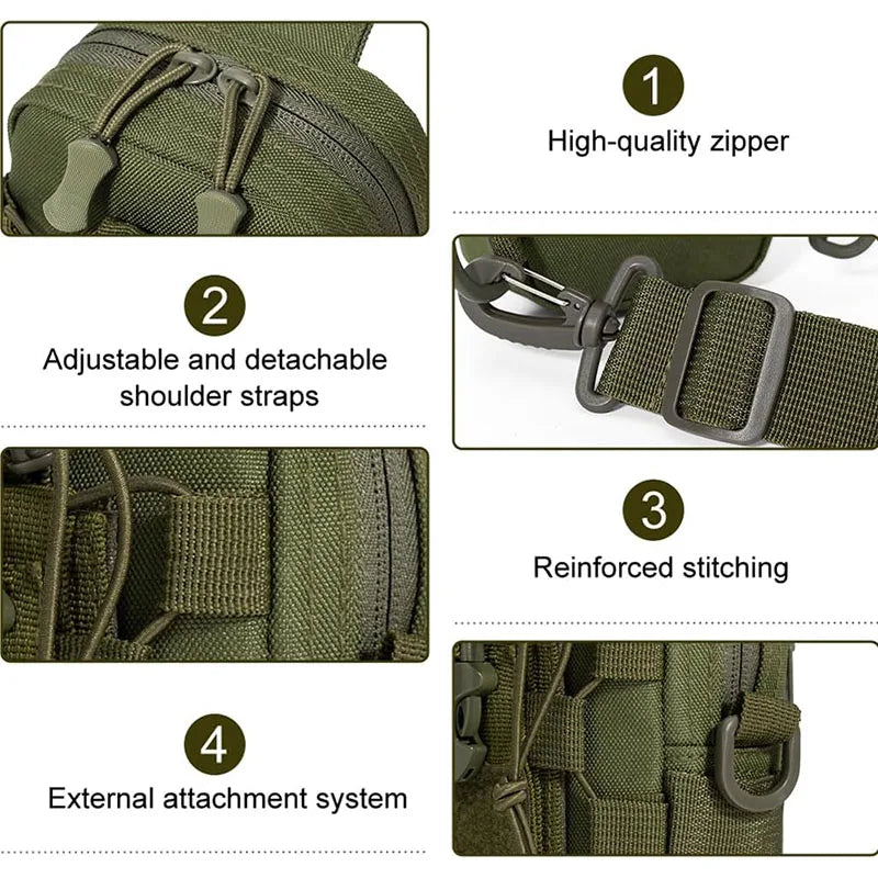 Outdoor Water Bottle Waist Bag Phone Crossbody Storage Pouch Camping Cycling Chest Bag Multifunctional Tactical Chest Bag Men's