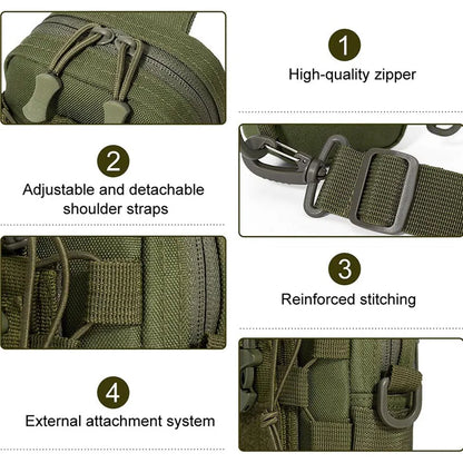 Outdoor Water Bottle Waist Bag Phone Crossbody Storage Pouch Camping Cycling Chest Bag Multifunctional Tactical Chest Bag Men's